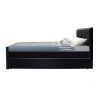 Trundle Bed Frame King Single Size Black Leather