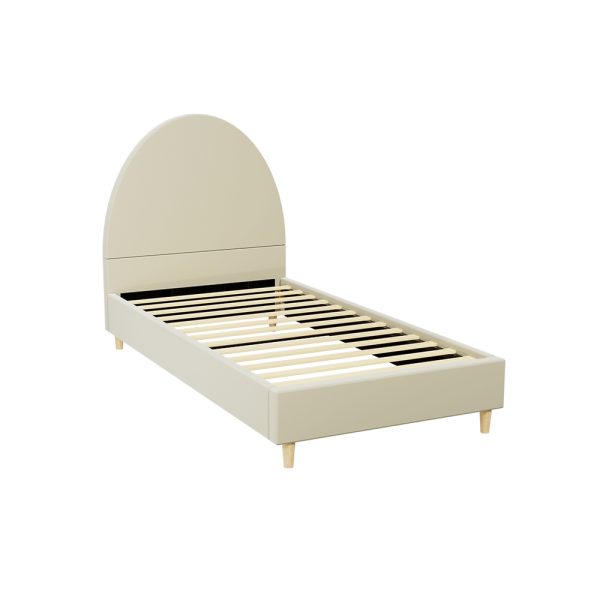 Bed Frame Single Size Velvet Cream ELLA