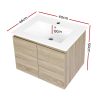 Vanity Unit Basin Cabinet Storage Bathroom Wall Mounted Ceramic 600mm – Oak