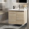 Vanity Unit Basin Cabinet Storage Bathroom Wall Mounted Ceramic 600mm – Oak