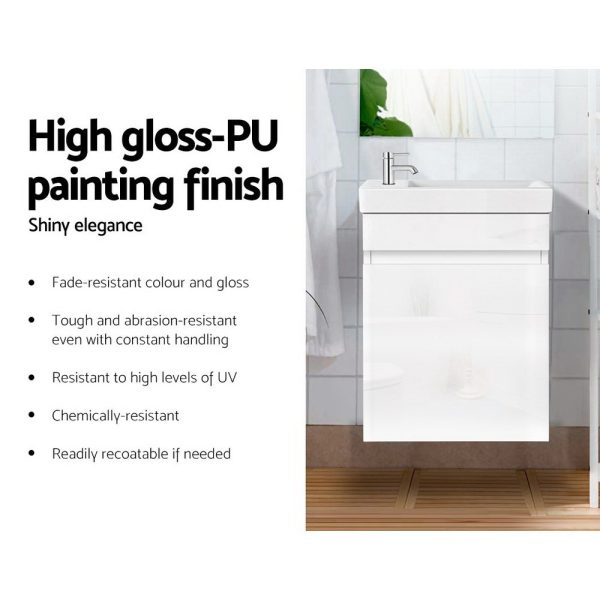 Vanity Unit 400mm with Basin White