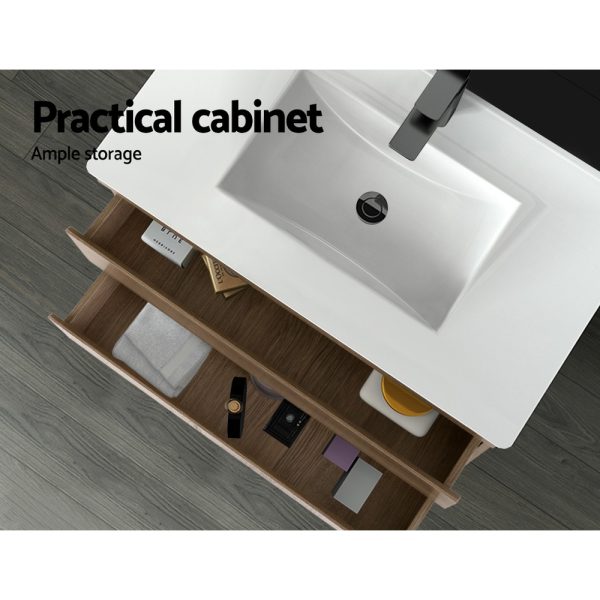 900mm Bathroom Vanity Cabinet Basin Unit Sink Storage Wall Mounted – Oak and White