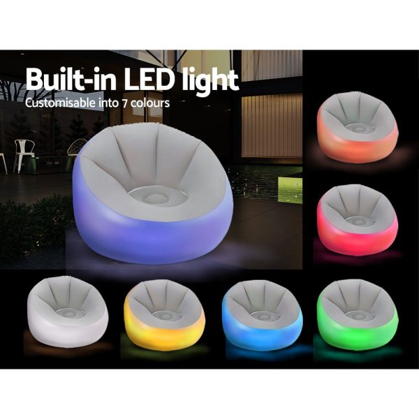 Inflatable Air Chair Sofa Lounge Seat LED Light