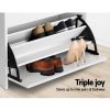 Shoe Cabinet Bench Shoes Storage Rack Organiser Shelf Black 15 Pairs – White