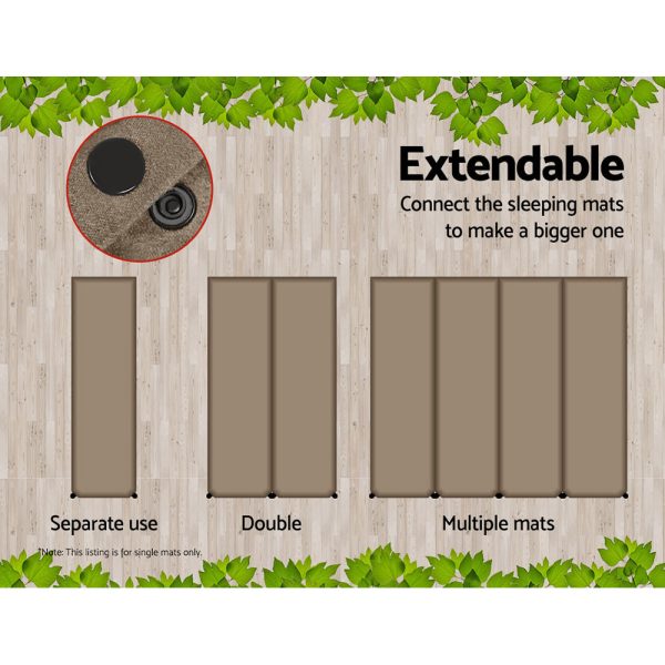 Single Size Self Inflating Matress Mat Joinable 10CM Thick – 190x56x10 cm, Coffee