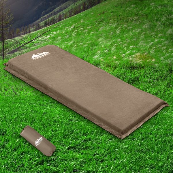 Single Size Self Inflating Matress Mat Joinable 10CM Thick – 190x56x10 cm, Coffee