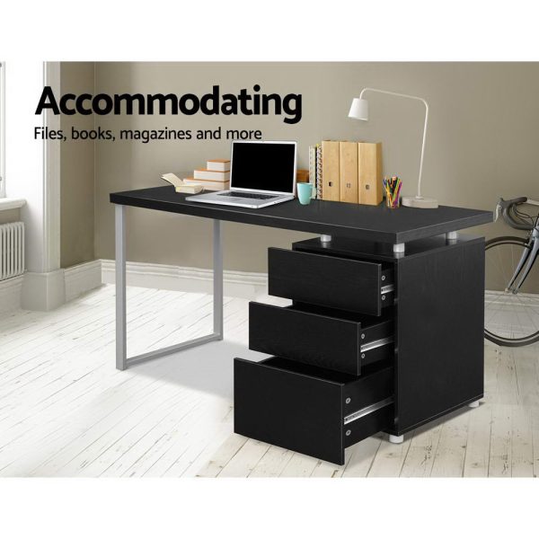 Metal Desk with 3 Drawers – Black