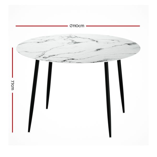 Dining Table Round Marble Effect 110CM