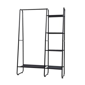 Closet Storage Rack Clothes Hanger Shelf Garment Rail Stand Wardrobe Organiser – Black