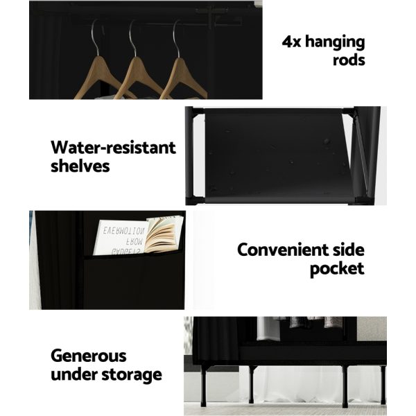 Clothes Wardrobe Closet Storage Large Portable Organiser with Shelf – Black