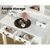 Dressing Table Stool Set Foldable Mirror White