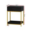 Bedside Table Drawers Side Table Shelf Storage Nightstand Black MASON