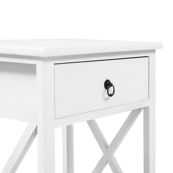 2 X Bedside Table 1 Drawer with Shelf – EMMA White