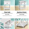 2 X Bedside Table 1 Drawer with Shelf – EMMA White