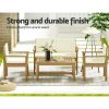 4-Piece Outdoor Sofa Set Wooden Couch Lounge Setting