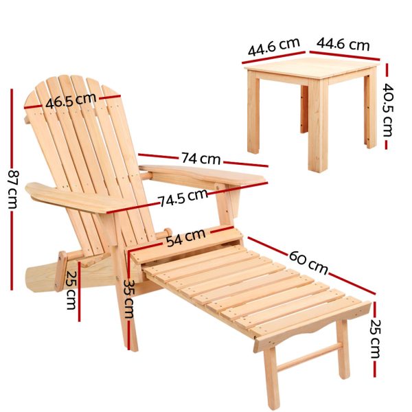 3 Piece Outdoor Beach Chair and Table Set – Natural