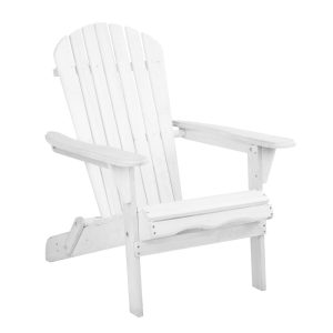 Outdoor Furniture Beach Chair Wooden Adirondack Patio Lounge Garden – White