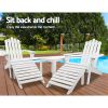 5PC Adirondack Outdoor Table and Chairs Wooden Sun Lounge Patio Furniture White