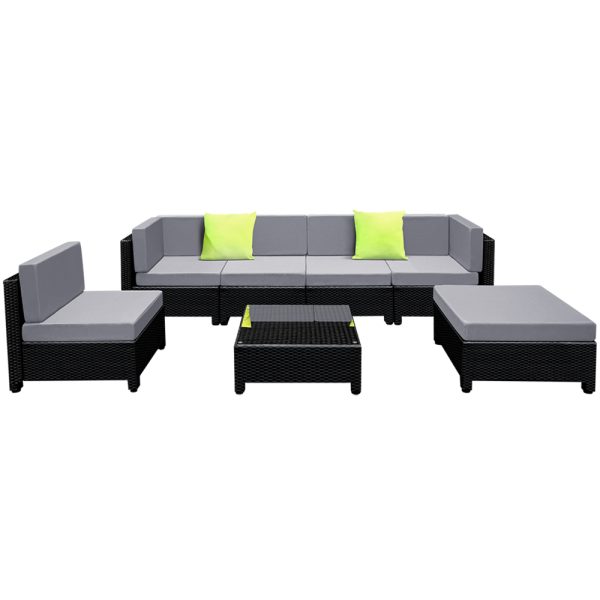 7-Piece Outdoor Sofa Set Wicker Couch Lounge Setting Seat Cover