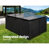 11 Piece PE Wicker Outdoor Dining Set – Black and Grey