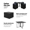 Outdoor Dining Set 5 Piece Wicker Table Chairs Setting Black