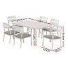 Outdoor Dining Set 7 Piece Aluminum Table Chairs Setting White