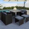 9 Piece Wicker Outdoor Dining Set – Black and Grey