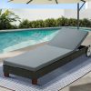 Sun Lounge Wicker Lounger Day Bed Wheel Patio Outdoor Furniture Setting – Black