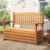 Outdoor Storage Bench Box Wooden Garden Chair 2 Seat Timber Furniture