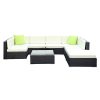 Sofa Set with Storage Cover Outdoor Furniture Wicker – 4 x Single Sofa + 2 x Corner Sofa + 1 x Table + 1 x Ottoman + 1 x storage cover