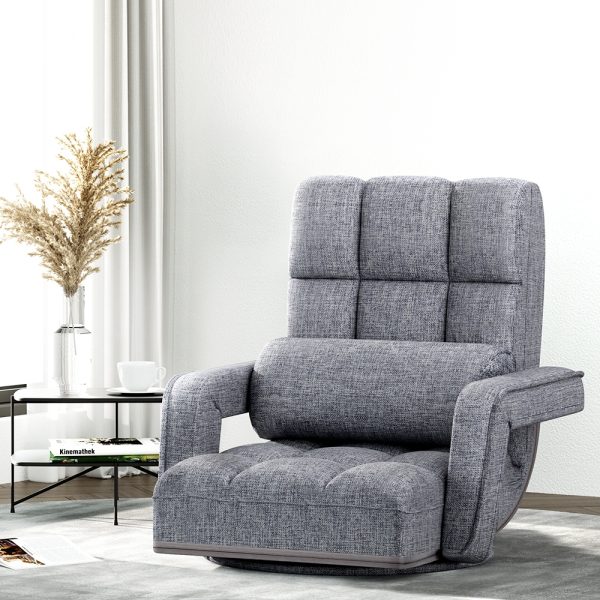 Floor Sofa Bed Lounge Chair Recliner Chaise Chair Swivel – Grey