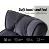 Floor Lounge Sofa With Armrest Flocking Fabric Charcoal