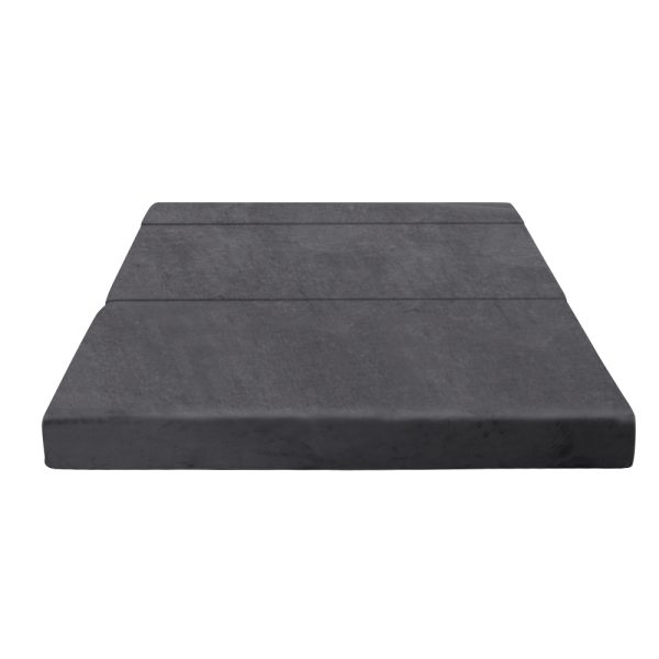 Barrington Bedding Folding Foam Mattress Portable Bed Mat Velvet – DOUBLE, Dark Grey