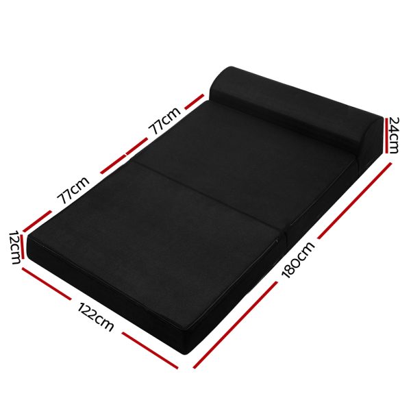 Barnoldswick Bedding Folding Foam Mattress Portable Sofa Bed Mat Air Mesh Fabric Black – DOUBLE