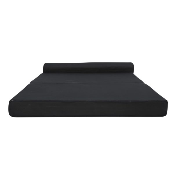 Barnoldswick Bedding Folding Foam Mattress Portable Sofa Bed Mat Air Mesh Fabric Black – DOUBLE