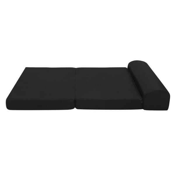 Barnoldswick Bedding Folding Foam Mattress Portable Sofa Bed Mat Air Mesh Fabric Black – DOUBLE