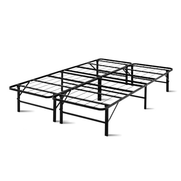 Folding Metal Bed Frame – Black – DOUBLE