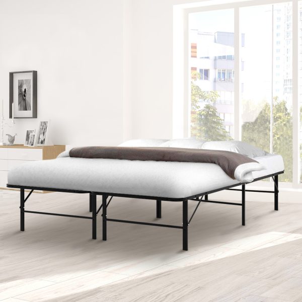 Folding Metal Bed Frame – Black – DOUBLE