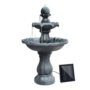 3 Tier Solar Powered Water Fountain – Black