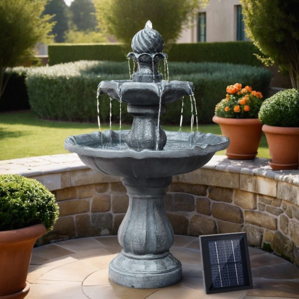 3 Tier Solar Powered Water Fountain – Black