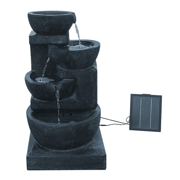 4 Tier Solar Powered Water Fountain with Light – Blue