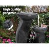 Gardeon Solar Water Feature Cascading Fountain 3-Tier Mushroom LED Light 70CM