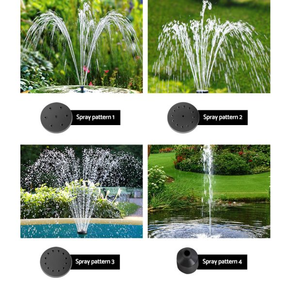 Gardeon Solar Pond Pump Submersible Water Fountain with Battery Kit LED Lights 4.3FT