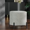 Ottoman Foot Stool Square Linen Grey