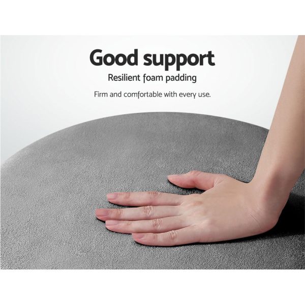 Round Velvet Ottoman Foot Stool Foot Rest Pouffe Padded Seat Footstool – Charcoal Grey