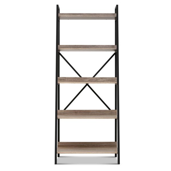 Bookshelf Metal Bookcase Bookshelves Oak Book Shelf Display Storage – 5 Tier