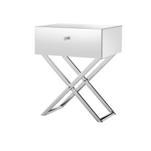 Mirrored Bedside Table Drawers Side Table Storage Nightstand Silver MOCO