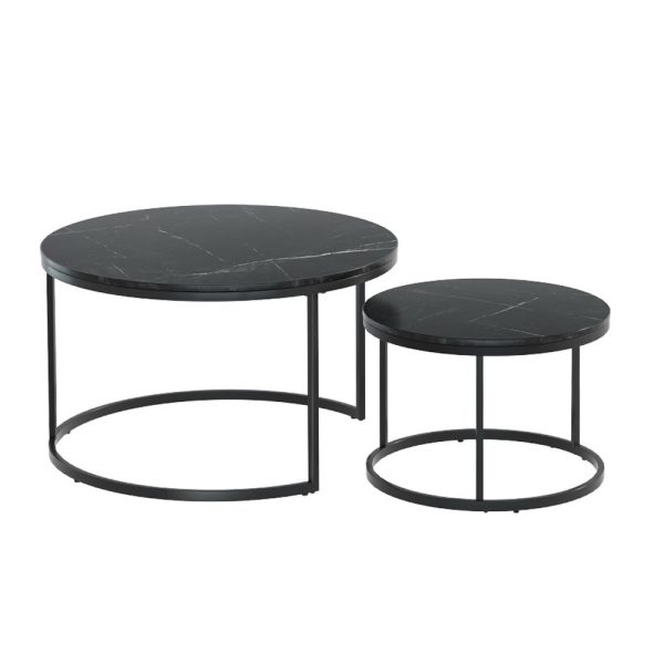 Nesting Coffee Table Set of 2 Marble Effect Tika