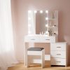 Dressing Table Set Stool 12 LED Bulbs White Dale