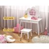 Kids Dressing Table Chair Set Vanity Makeup Wooden Leg Mirror Drawer